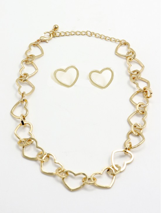 Heart Link Necklace & Earring Set (NC1236 + ER1236)